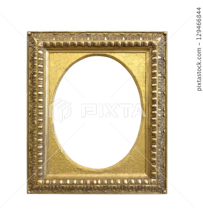 Antique golden picture frame isolated on white background with clipping path 129466844
