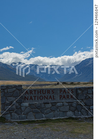Observation deck in Arthur's Pass National Park in Canterbury, New Zealand Observation deck in Arthur's Pass National Park in Canterbury, New Zealand 129466847