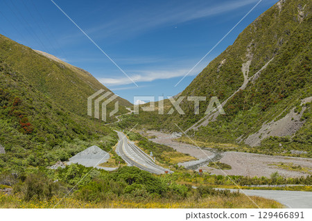 View from Otira Viaduct Lookout in Arthur's Pass National Park, Canterbury, New Zealand 129466891