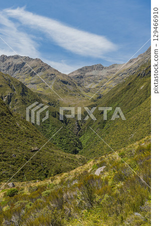 View from the Otira Valley Track in Arthur's Pass National Park, New Zealand View from the Otira Valley Track in Arthur's Pass National Park, New Zealand 129466910