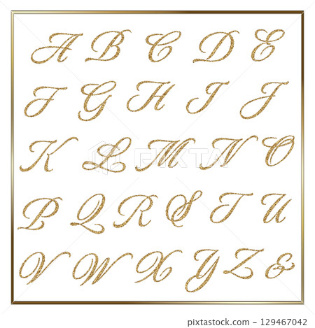 Gold glitter alphabet uppercase Gold glitter alphabet uppercase 129467042