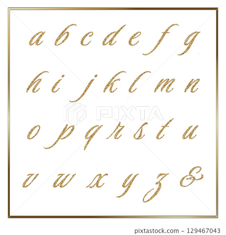 Gold glitter alphabet lowercase 129467043