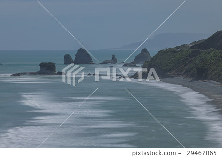 A view from Strongman Mine Memorial on the West Coast of New Zealand A view from Strongman Mine Memorial on the West Coast of New Zealand 129467065