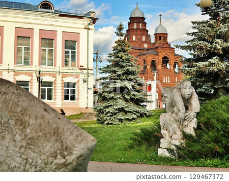 Stone, house, statue and Church Stone, house, statue and Church 129467372