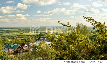A beautiful bird's-eye view of the village and the church. 129467373