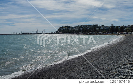 紐西蘭霍克斯灣納皮爾阿胡里里香水角的海灘景觀 129467446