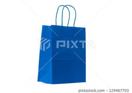 Royal blue paper shopping bag with matching blue string handles 129467703