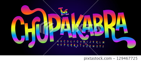 Psychedelic neon alphabet, glossy oil slick gradient font, colorful surreal typeface for rave logo, prism sign headline, holographic typographic design, modern chromatic typography. Vector typeset. Psychedelic neon alphabet, glossy oil slick gradient font, colorful surreal typeface for rave logo, prism sign headline, holographic typographic design, modern chromatic typography. Vector typeset. 129467725