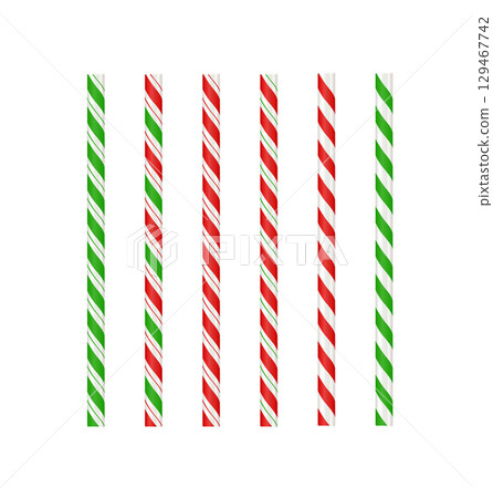 Realistic paper straw mock up template on isolated white background. Flexible bar liquid sucking accessories. Tubes for juice or soda. Vector 129467742