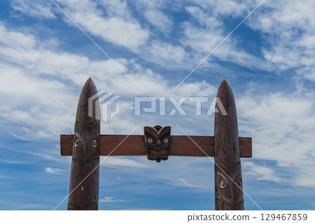 紐西蘭霍克斯灣納皮爾懷唐伊地區公園的毛利門 129467859