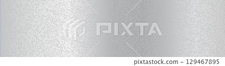 Elegant silver pixel pattern with smooth gradient. Grey Wide Premium BG. Futuristic tech background for corporate branding, fintech, medical, luxury packaging, website, poster. Vector illustration 129467895