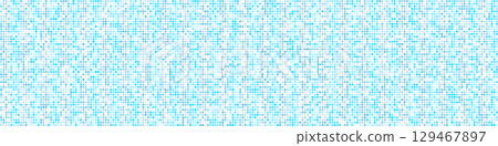 Blue Mosaic Tile Background For Spa, Sauna, Interior. Digital Pattern for AI Fragmentation Visual, Machine Learning, Big Data Grid. Ultra Wide Texture. Vector Backdrop 129467897