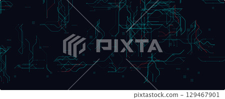 Circuit Board Background. Abstract Neural Grid With Glowing Lines and Data Paths. Ideal For Future Technology, AI Interfaces, And Cyber Projects. Vector Illustration. 129467901