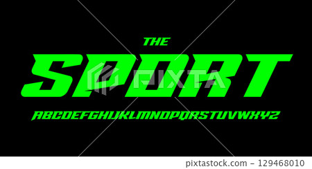 Bold italic font with sharp angled cuts, neon cyber energy, futuristic drive, fast motion built for esports, racing, automotive branding, action headlines, aggressive movement, speed game typography 129468010