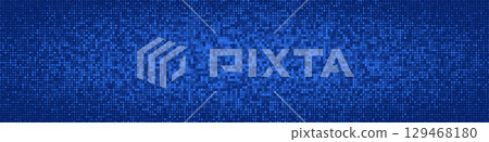 Digital tech seamless background, glowing pixel matrix for AI, coding, blockchain, fintech, cybersecurity BG, software, app UI, presentations, data backdrop. Vector illustration. 129468180
