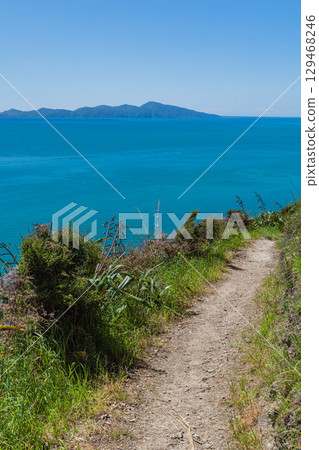 Kapiti Island as seen from the Paekakariki Escarpment Track, New Zealand Kapiti Island as seen from the Paekakariki Escarpment Track, New Zealand 129468246
