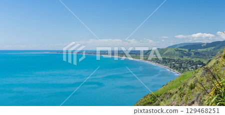 Paraparaumu as seen from the Paekakariki Escarpment Track, New Zealand 129468251