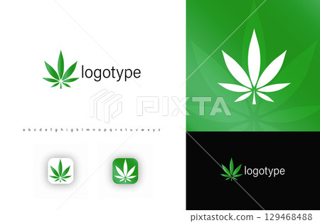 Minimalist cannabis leaf logo, symbolizing natural wellness, alternative medicine, and organic products. Ideal for CBD brands, dispensaries, and health industries. Modern vector logo Minimalist cannabis leaf logo, symbolizing natural wellness, alternative medicine, and organic products. Ideal for CBD brands, dispensaries, and health industries. Modern vector logo 129468488