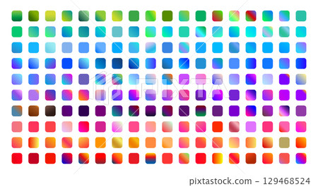 Modern Gradient Colors Set, Unique Vibrant Swatches for Graphic design, UI UX design, web, app, branding, marketing, social media, advertising. Trendy bright gradient collection. Vector illustration 129468524