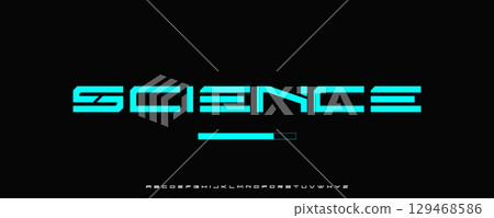 Sci-fi squared alphabet, futuristic techno letters, wide robotic font for digital UI logo, urban headline, machine-inspired typography, space-age typographic design. Vector typeset. Sci-fi squared alphabet, futuristic techno letters, wide robotic font for digital UI logo, urban headline, machine-inspired typography, space-age typographic design. Vector typeset. 129468586