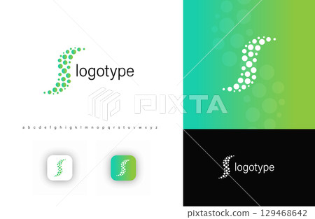 Abstract letter S with arc dot elements. Represents innovation, sustainability, and modern technology. Ideal for biotech, health, and digital industries. Vector logo 129468642
