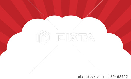 帶有紅色集中線條和白色雲狀文字空間的背景材料 帶有紅色集中線條和白色雲狀文字空間的背景材料 129468732