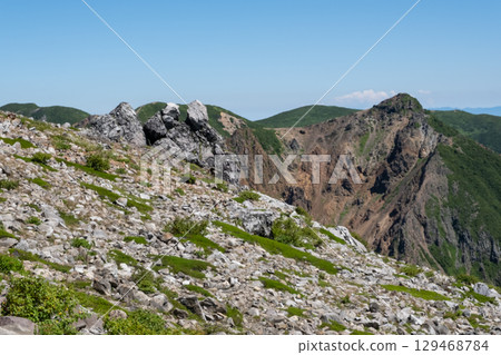 夏季那須山脈的雄偉 夏季那須山脈的雄偉 129468784