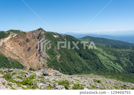 The majestic mountains of the Nasu Mountain Range in summer 129468791