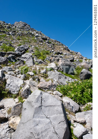 Rocky scenery near the summit of Mount Chausu in Nasu, Tochigi Prefecture 129468801