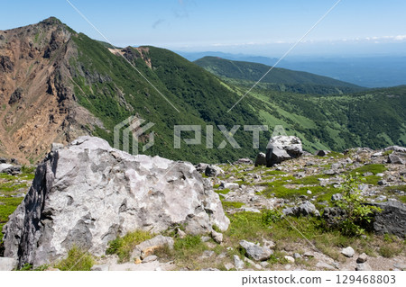 The majestic mountains of the Nasu Mountain Range in summer 129468803