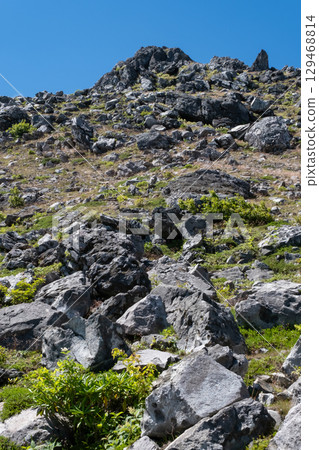 Rocky scenery near the summit of Mount Chausu in Nasu, Tochigi Prefecture 129468814