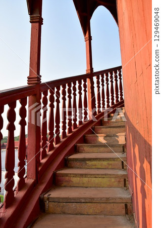 Myanmar, Mandalay, Old Royal Palace, Watchtower spiral staircase 129469048