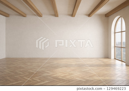 Empty modern interior room boho style 3d illustration 129469223