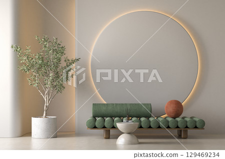 Modern style conceptual interior room 3d illustration Modern style conceptual interior room 3d illustration 129469234