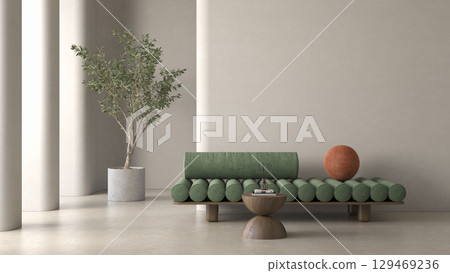 Modern style conceptual interior room 3d illustration 129469236