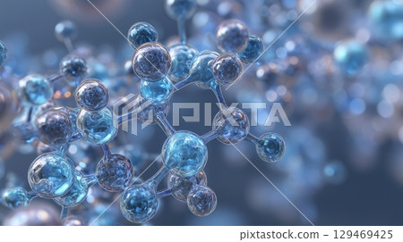 Scientific molecular structure depicting interconnected atoms in a creative visualization of chemistry concepts 129469425