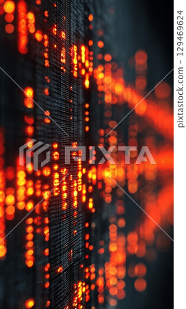 Digital pixel patterns create a vivid backdrop for communication technology themes in a modern IT services environment 129469624