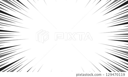 Concentrated line background, manga expression, frame, grayscale 129470119