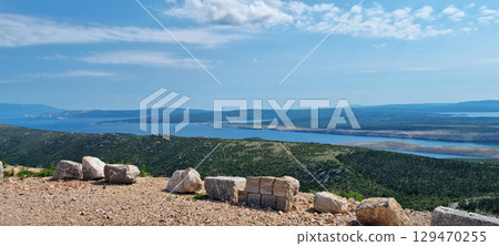 Krk island in the distance Krk island in the distance 129470255