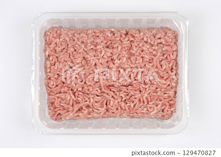 Raw mixed ground pork and beef 129470827