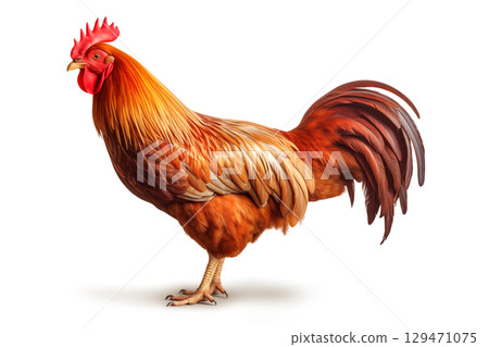 Rooster isolated on white background 129471075