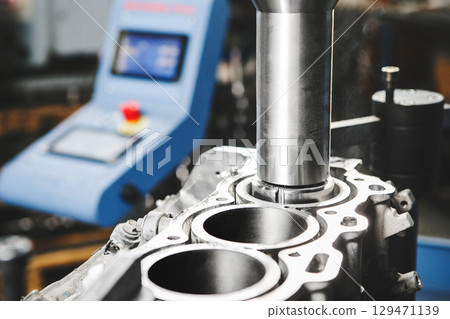 Repair and elimination of engine score. Service Boring under the piston after engine sleeve using machine with Computer Numerical Control. Engine cylinder boring on cnc machine. Repair and elimination of engine score. Service Boring under the piston after engine sleeve using machine with Computer Numerical Control. Engine cylinder boring on cnc machine. 129471139