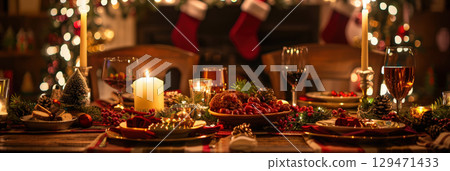 Cozy holiday table Cozy holiday table 129471433