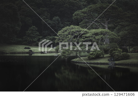 Rikugien Garden on a rainy day, Bunkyo Ward, Tokyo 129471606