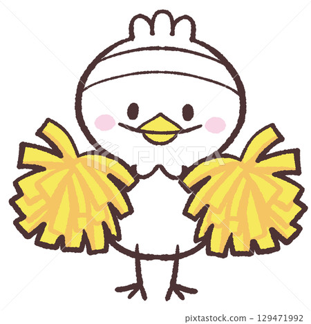 一隻扮成啦啦隊的白鳥的插圖 一隻扮成啦啦隊的白鳥的插圖 129471992