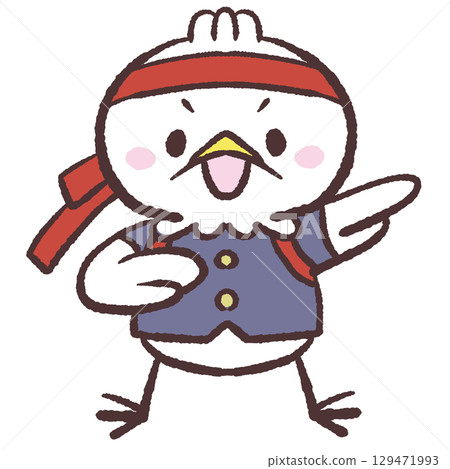 一隻扮成啦啦隊的白鳥的插圖 129471993