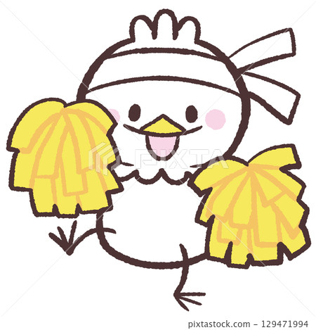 一隻白鳥在啦啦隊中歡呼的插圖 129471994