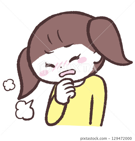 Illustration of a girl coughing 129472000