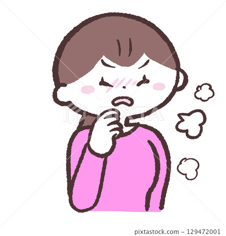 Illustration of a woman who coughs 129472001