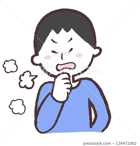 一個男人咳嗽的插圖 129472002